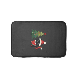 Christmas Cat Santa Tree Vector Bath Mat