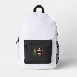 Christmas Cat Santa Tree Vector Printed Backpack