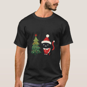 Christmas Cat Santa Tree Vector T-Shirt