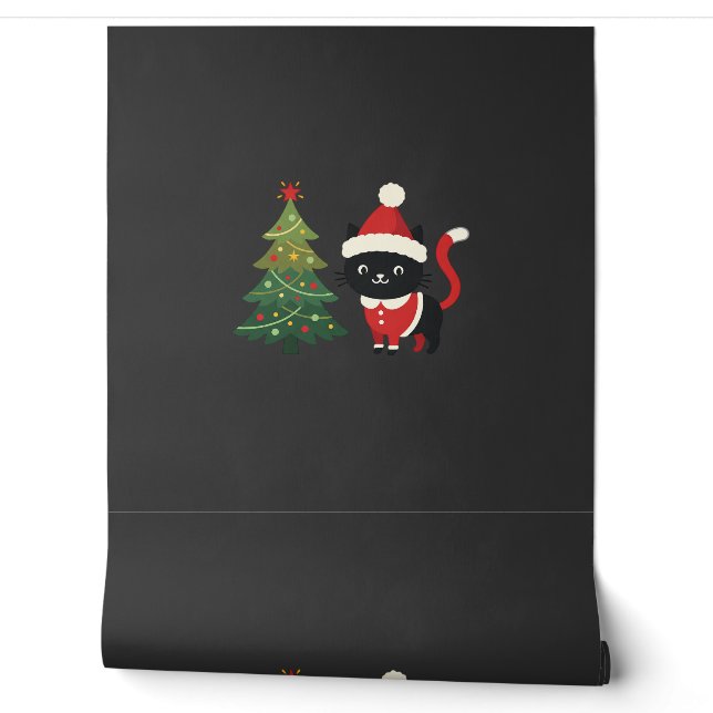 Christmas Cat Santa Tree Vector Wallpaper (Unrolling)