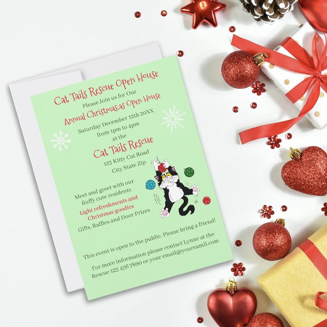 Christmas Cat Shelter Rescue Open House Invitation (Creator Uploaded)