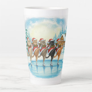 Christmas Cat Skaters, Latte Mug