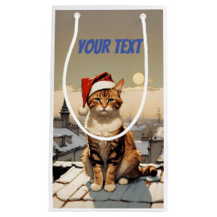 christmas cat small gift bag