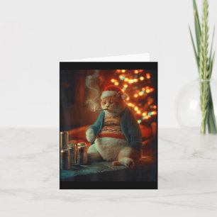 Christmas Cat Smoking Cigarette Meme Gen Z  Card