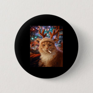 Christmas Cat Smoking Cigarette Meme Gen Z Comfort 2 Inch Round Button