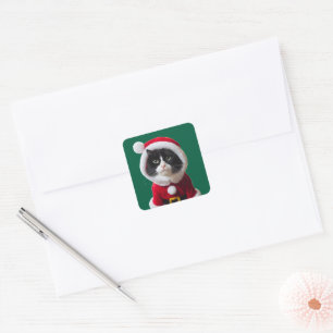 Christmas cat square sticker