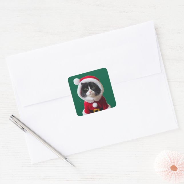 Christmas cat square sticker (Envelope)