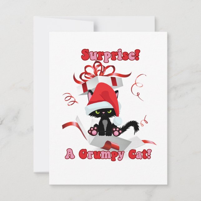 Christmas Cat Suprise Box Holiday Card (Front)