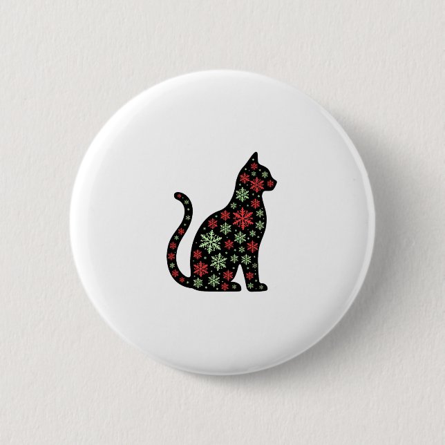 Christmas Cat T-Shirt 2 Inch Round Button (Front)
