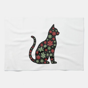 Christmas Cat T-Shirt Kitchen Towel