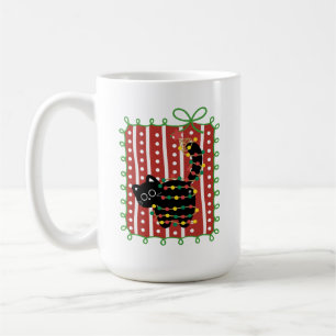 Christmas Cat Tangled in Lights – Cute Funny Coffee Mug