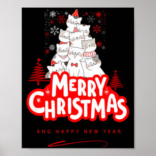 Christmas Cat Tee – Festive Kitty Holiday Art Poster