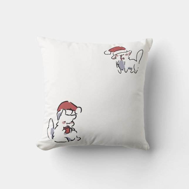 Christmas Cat Throw Pillow (Front)