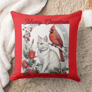 Christmas Cat Throw Pillow