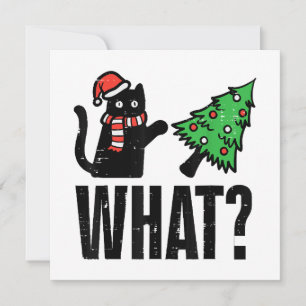 Christmas Cat Tipping Xmas Tree Funny Invitation