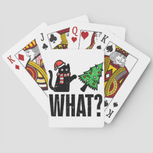 Christmas Cat Tipping Xmas Tree Funny Playing Cards