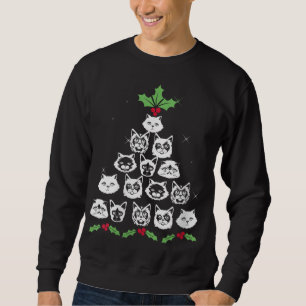 Christmas Cat Tree Funny Xmas Kitty Novelty Sweatshirt