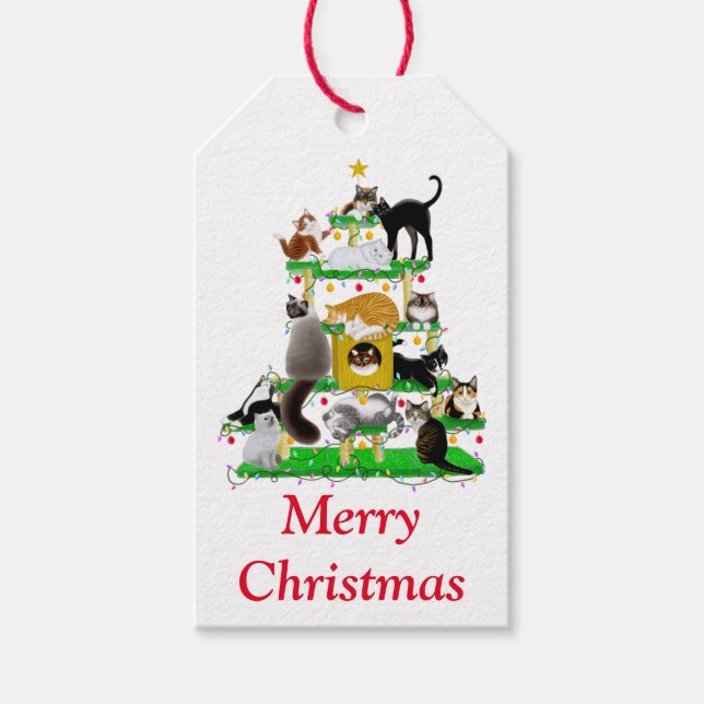 Christmas Cat Tree Gift Tags (Front)
