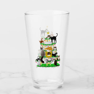 Christmas Cat Tree Glass Tumbler
