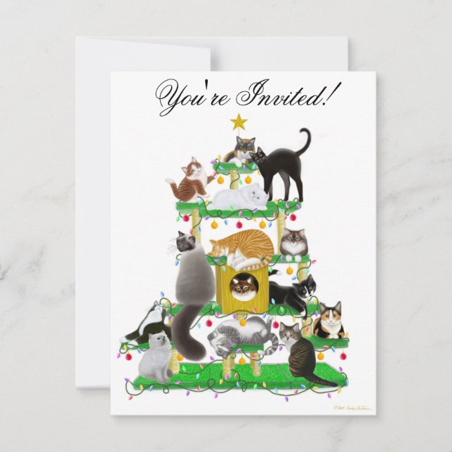 Christmas Cat Tree Invitation (Front)