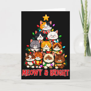 Christmas Cat Tree Meowy And Bright Funny Kitty Gr Card