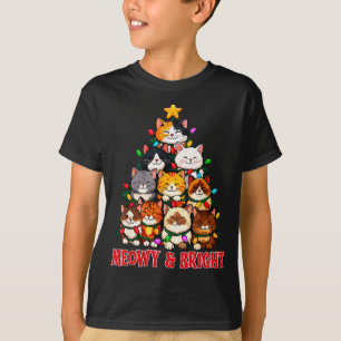 Christmas Cat Tree Meowy And Bright Funny Kitty Gr T-Shirt
