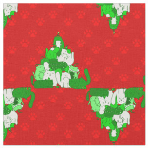 christmas cat tree paw print fabric