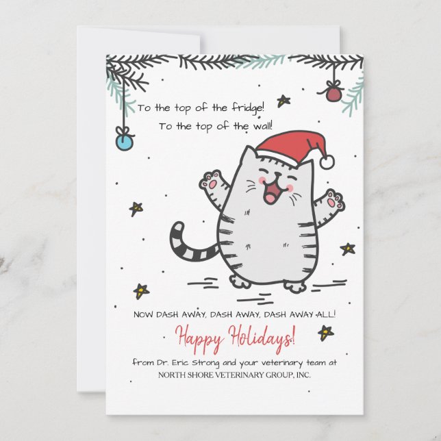 Christmas Cat Veterinary Holiday Card (Front)
