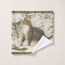 CHRISTMAS CAT WASH CLOTH