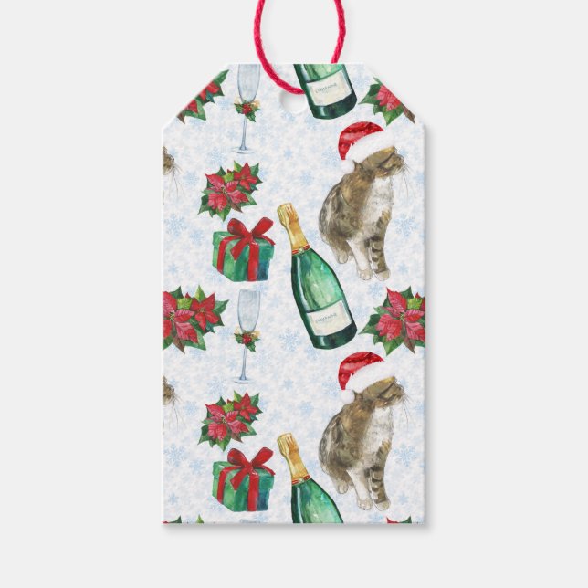 Christmas Cat Winter Celebration Gift Tags (Front)