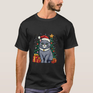 Christmas Cat with Christmas Hat British Shorthair T-Shirt