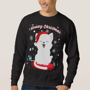 Christmas Cat With Santa Hat Cute Kitty In Winter  Sweatshirt