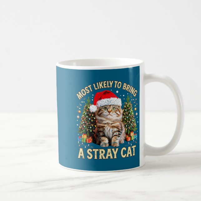Christmas Cat With Santa Hat Holiday Funny Xmas Pa Coffee Mug (Right)