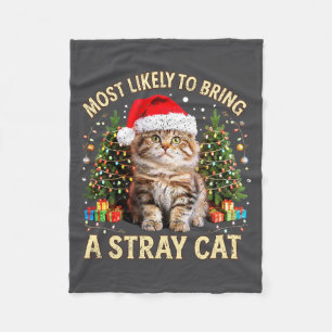 Christmas Cat With Santa Hat Holiday Funny Xmas Pa Fleece Blanket