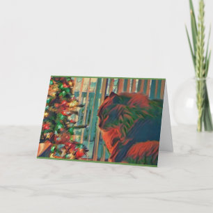 Christmas Cat Wonderment Holiday Card
