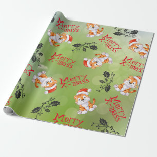 Christmas cat wrapping paper