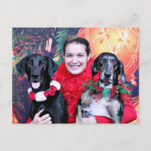 Christmas - Catahoula Brita and Labrador Cooper Holiday Postcard