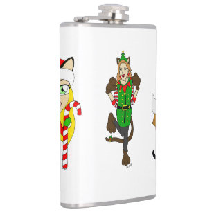 Christmas Catgirls Hip Flask