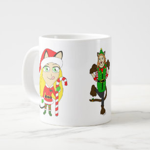 Christmas Catgirls Large Coffee Mug