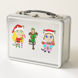 Christmas Catgirls  Metal Lunch Box