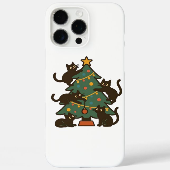 Christmas Cats Around The Tree Holiday Classic Case-Mate iPhone Case (Back)