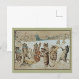 Christmas Cats:Carol Singing by Louis William Wain Postcard