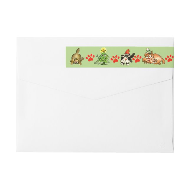 Christmas Cats Cartoon Return Address Labels (Back)