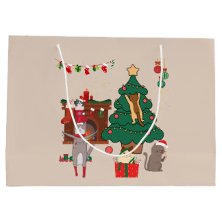  Christmas Cats Chaos Large Gift Bag