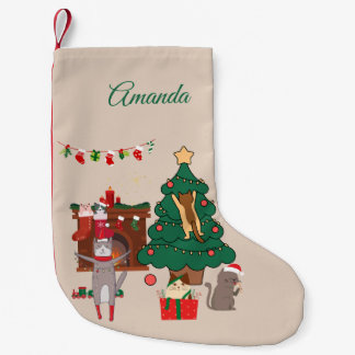  Christmas Cats Chaos Small Christmas Stocking