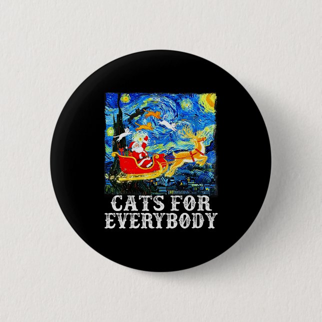 Christmas Cats For Everybody Funny Santa Starry Ni 2 Inch Round Button (Front)