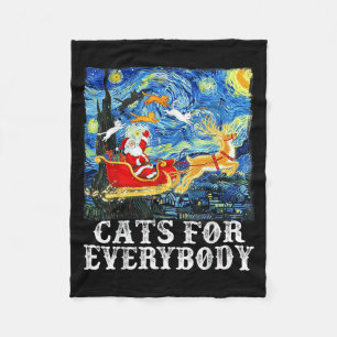 Christmas Cats For Everybody Funny Santa Starry Ni Fleece Blanket