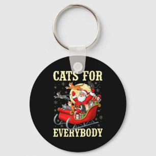 Christmas Cats For Everybody Santa Lover Holiday Keychain