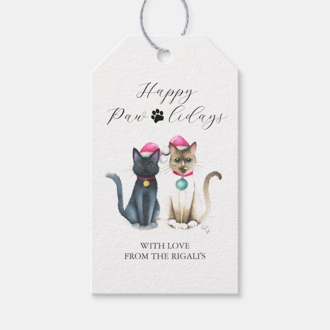 Christmas Cats Gift Tags Personalized (Front)