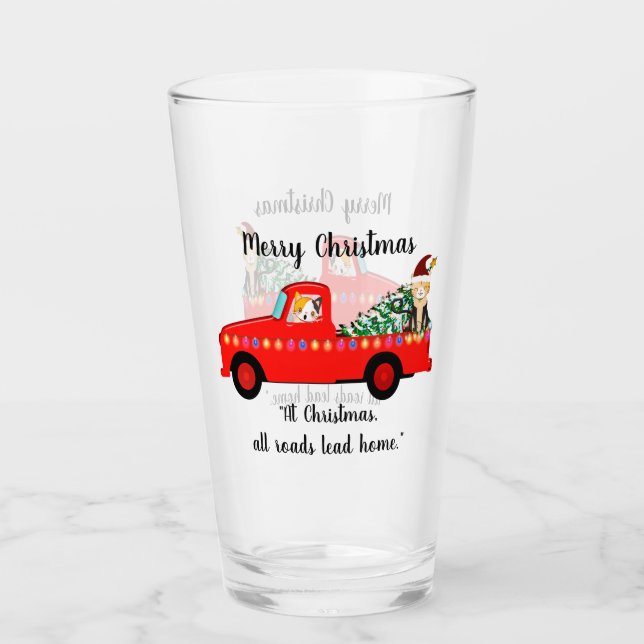 Christmas Cats Glass Cup (Front)